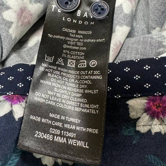 Ted Baker NWT Wewill Slim Fit Floral Button-Up Shirt Size 6 US XXL Chest 44-46 - Picture 8 of 12